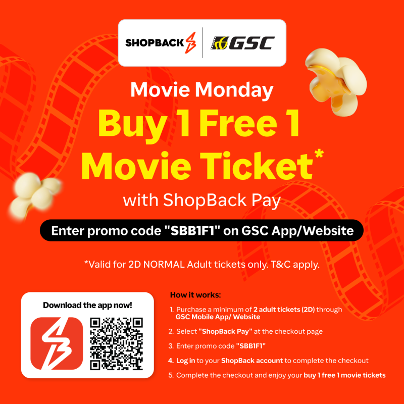 Buy 1 Free 1 Movie Ticket with Shopback Pay