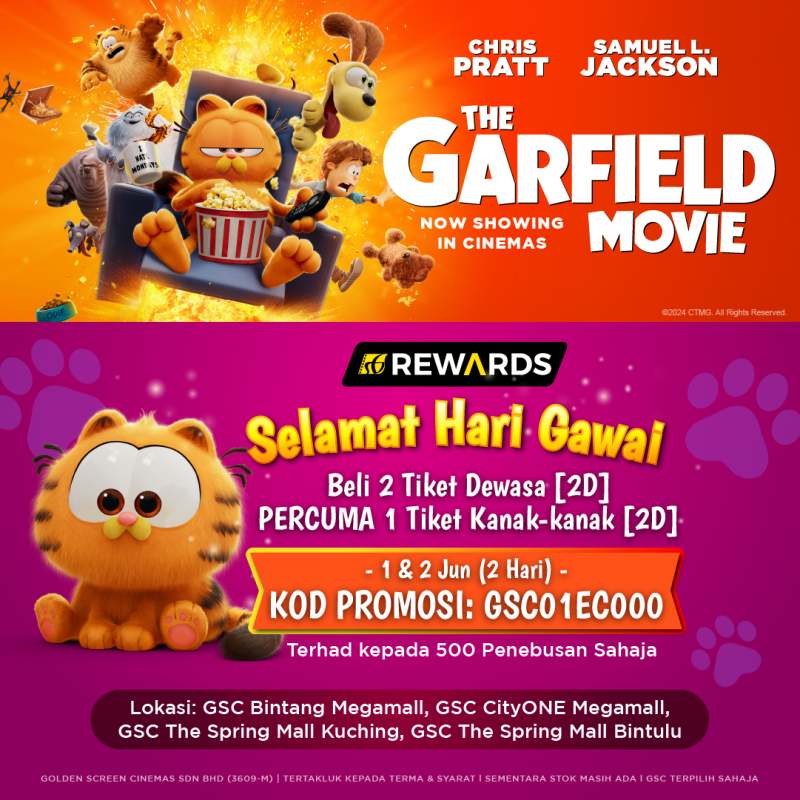 Garfield (Buy 2 Adult Movie Tickets Free 1 Children Movie Ticket)