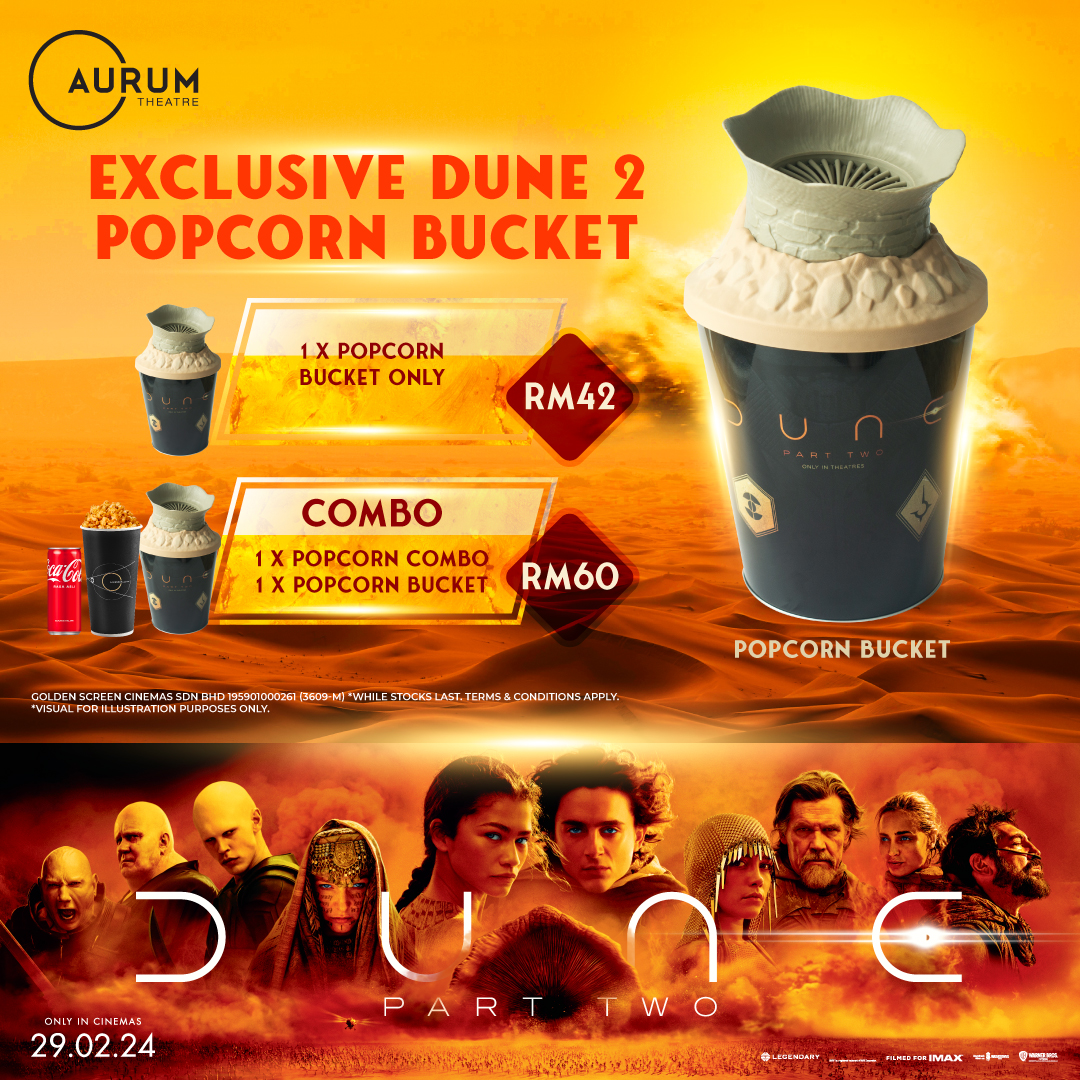 Get your Dune Popcorn Bucket now at Aurum Theatre now