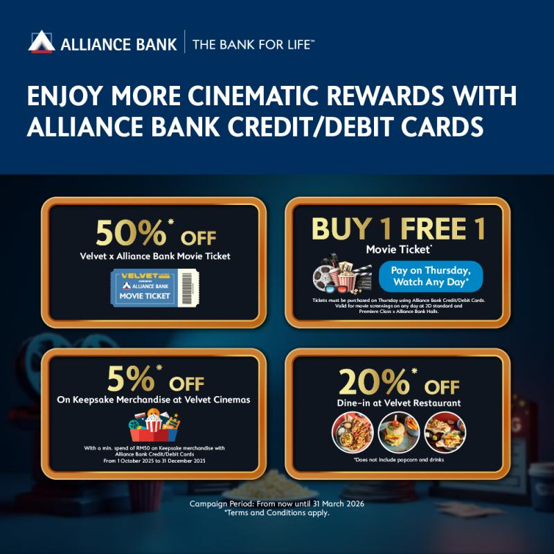 50% Off Velvet x Alliance Bank Movie Tickets