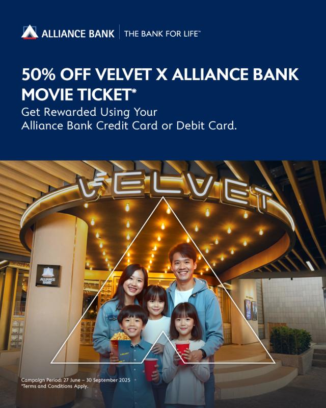 50% Off Velvet x Alliance Bank Movie Tickets