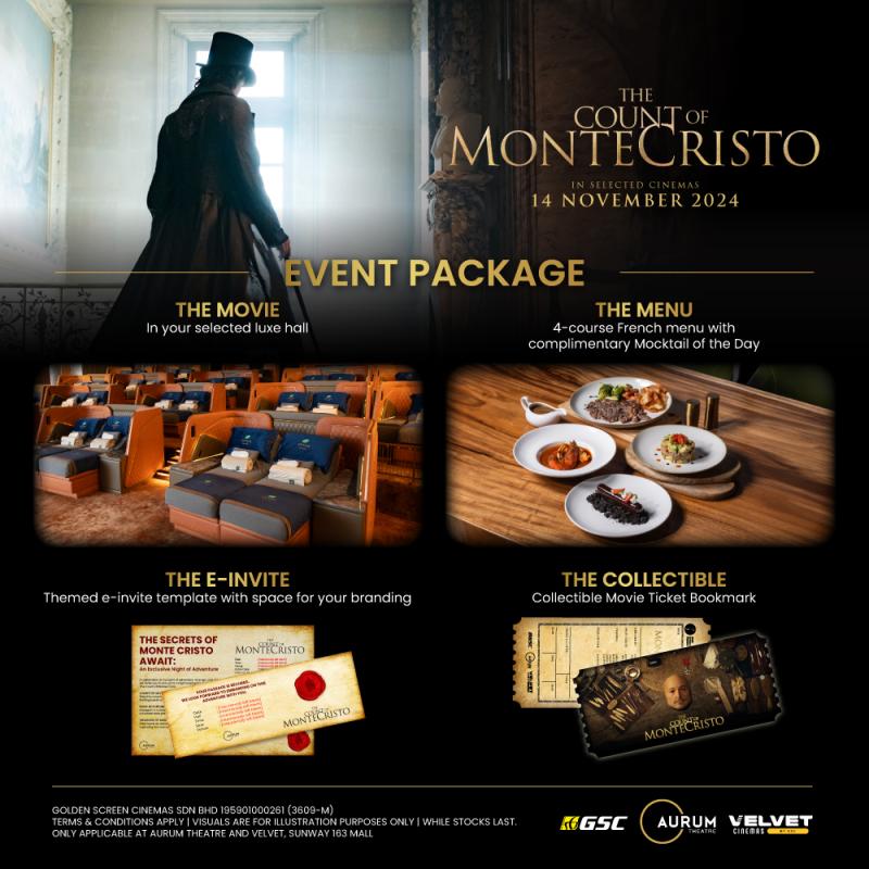 Book your private event with us with "The Count Of Monte Cristo" Movie 