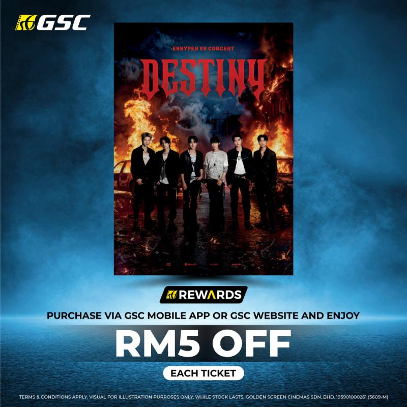 Save RM5 on every VR concert ticket booked through the GSC app or website.