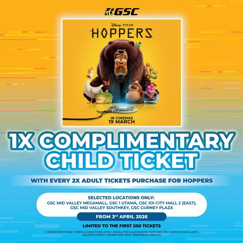Complimentary kids ticket to HOPPERS movie! 