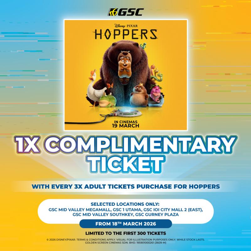 Complimentary 2D tickets to HOPPERS movie! 