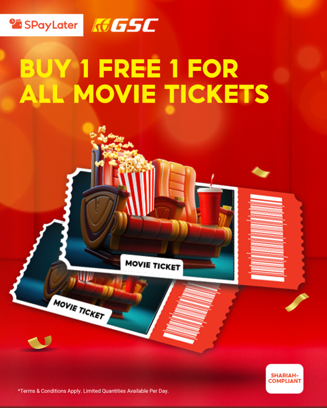 Buy 1 Free 1 GSC 2D Movie Tickets everyday with Spaylater