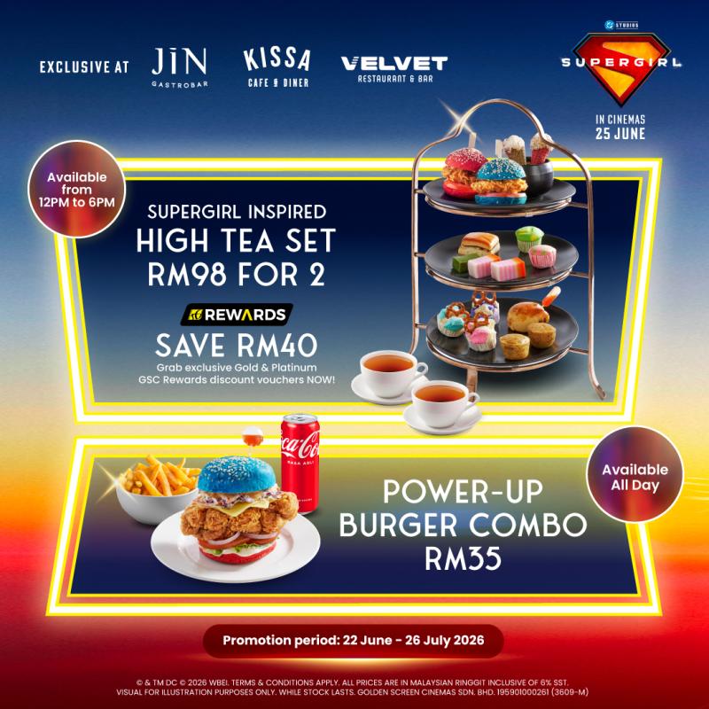 Supergirl Inspired High Tea Set & Power-Up Burger Combo