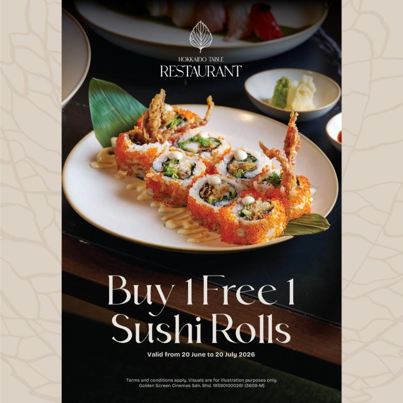 Buy 1 Free 1 Sushi Rolls - Hokkaido Table