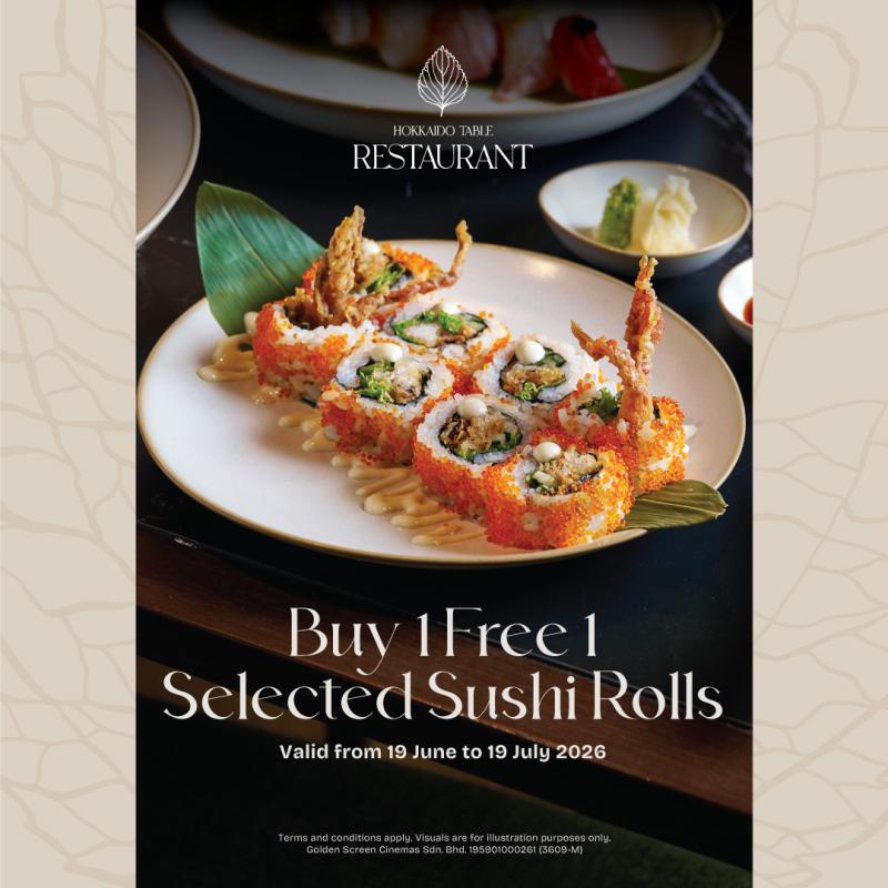 Buy 1 Free 1 Sushi Rolls - Hokkaido Table