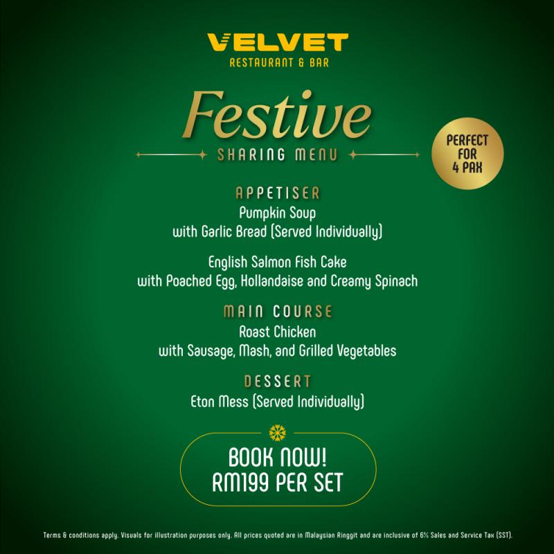 Velvet Restaurant & Bar Festive Sharing Menu