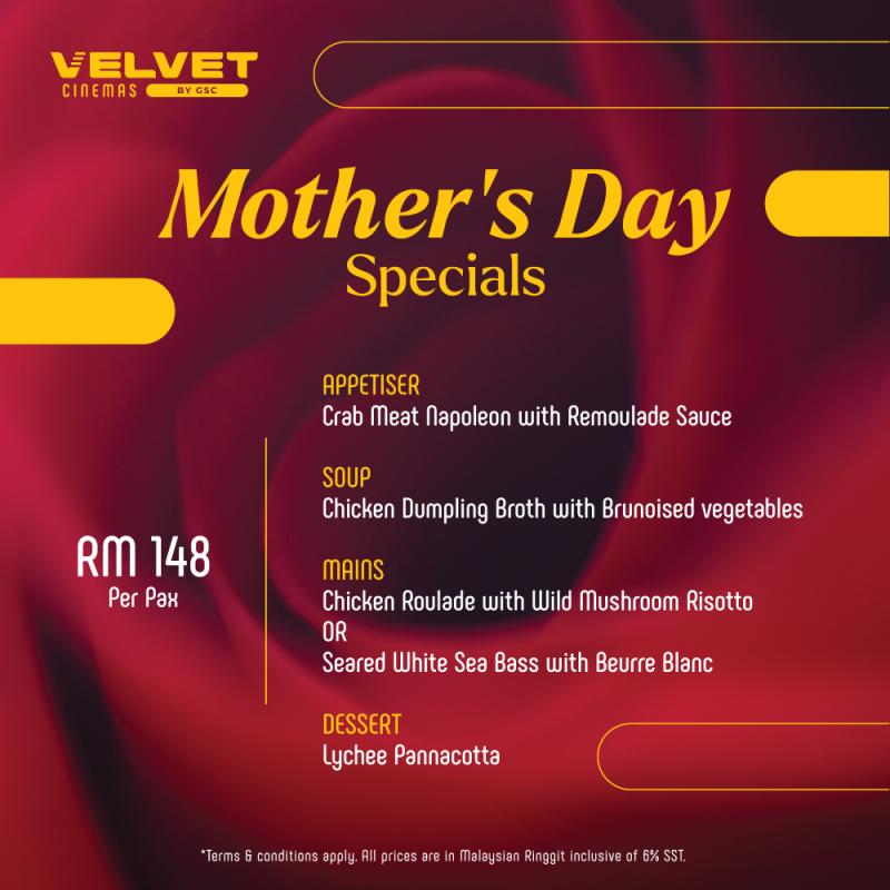 Limited-Time Early Bird Promotion for Velvet MothersDay Specials