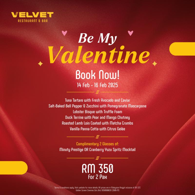 Velvet Restaurant Valentine's Day 2025 Menu