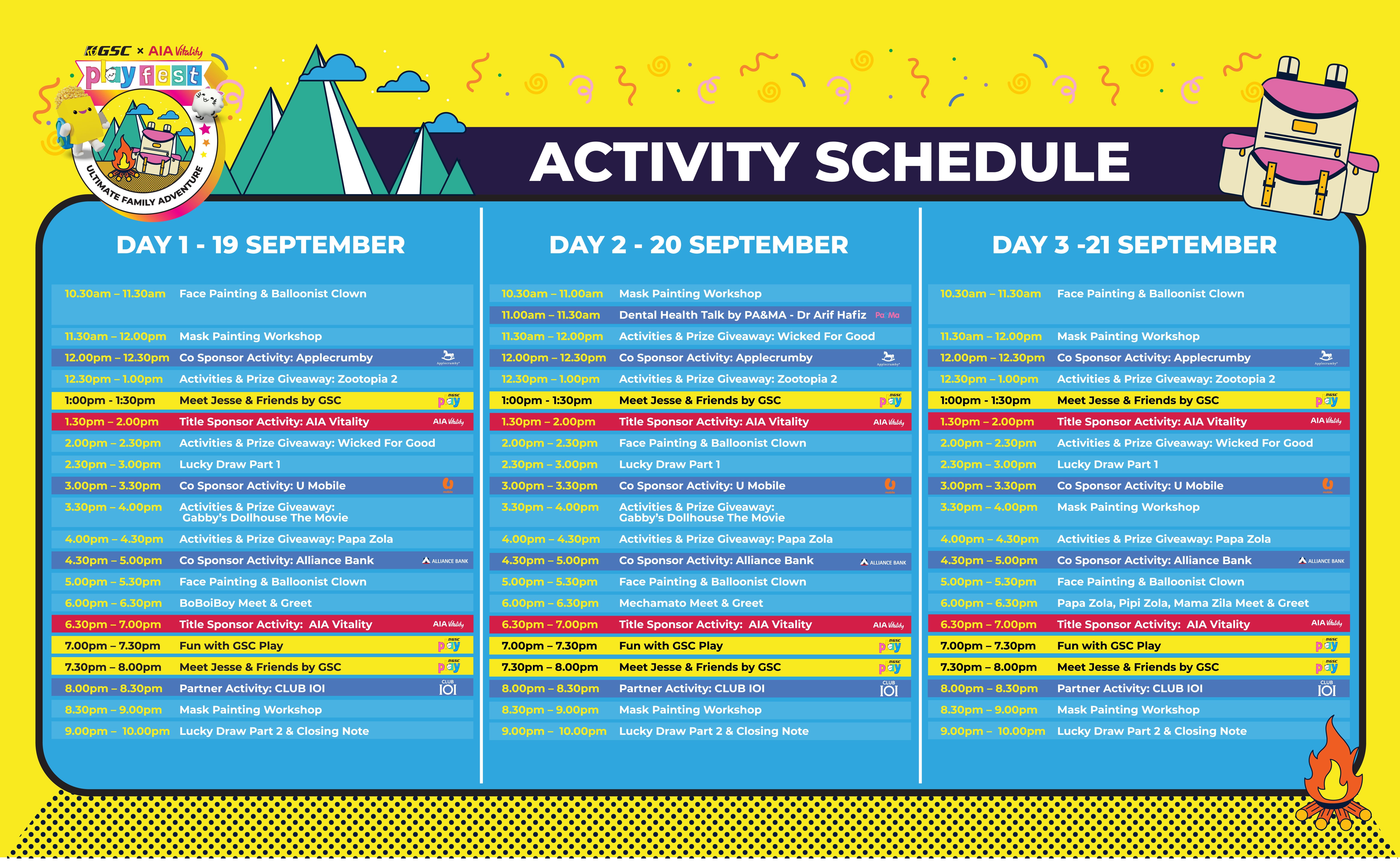 Play Fest Activity Schedule